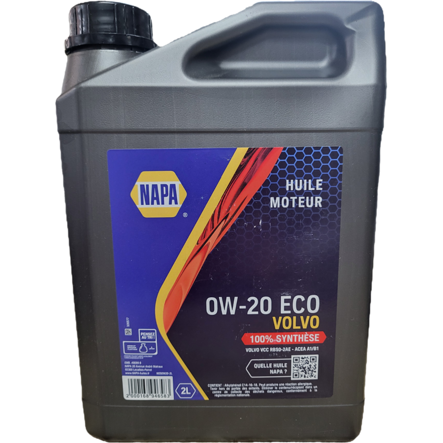 Huile moteur 0W-20 ECO VOLVO 2L NOS0W20-2L NAPA