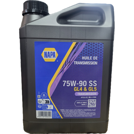 Huile de transmission 75W-90 SS GL5 & GL4 2L NOG75W90-2L NAPA