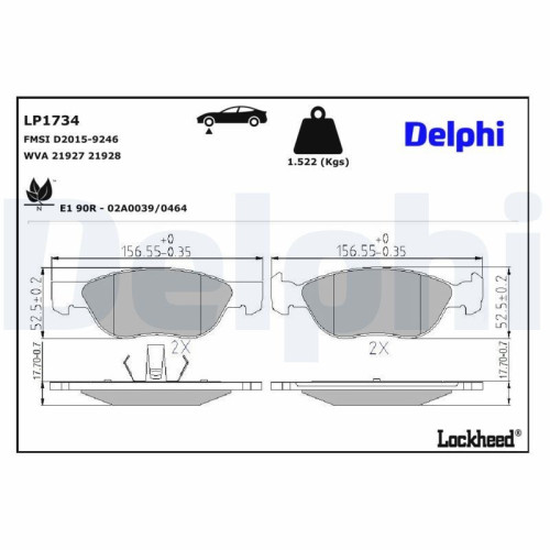 Jeu de 4 plaquettes de frein LP1734 DELPHI