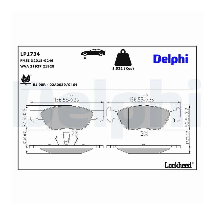 Jeu de 4 plaquettes de frein LP1734 DELPHI