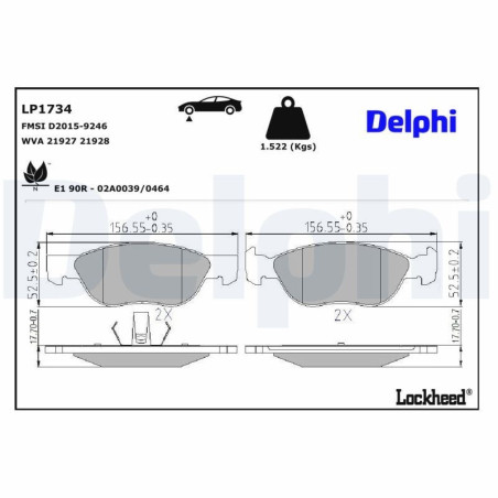 Jeu de 4 plaquettes de frein LP1734 DELPHI