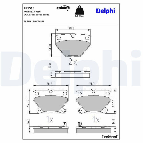 Plaquettes de frein LP1513 DELPHI