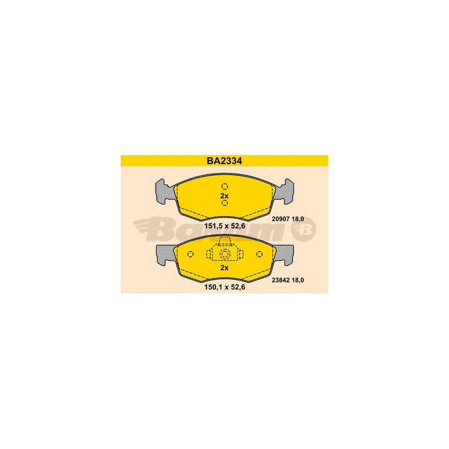 [EMBHS] Plaquettes de frein BA2334 BARUM