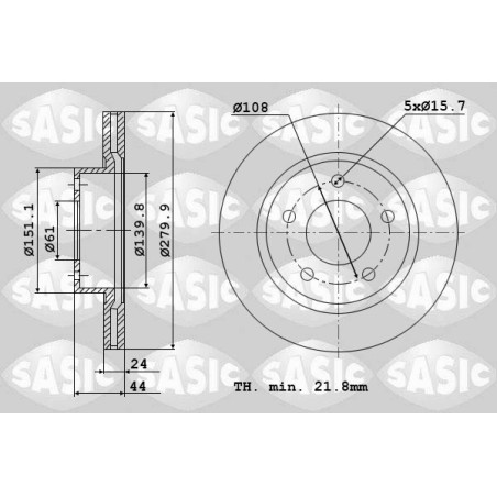 Disques de frein 6104036 SASIC