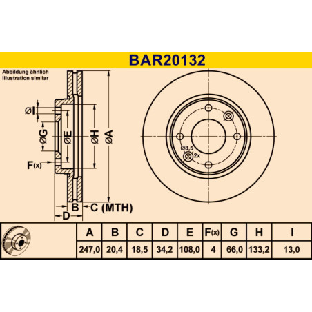 Jeu de disques de frein BAR20132 BARUM