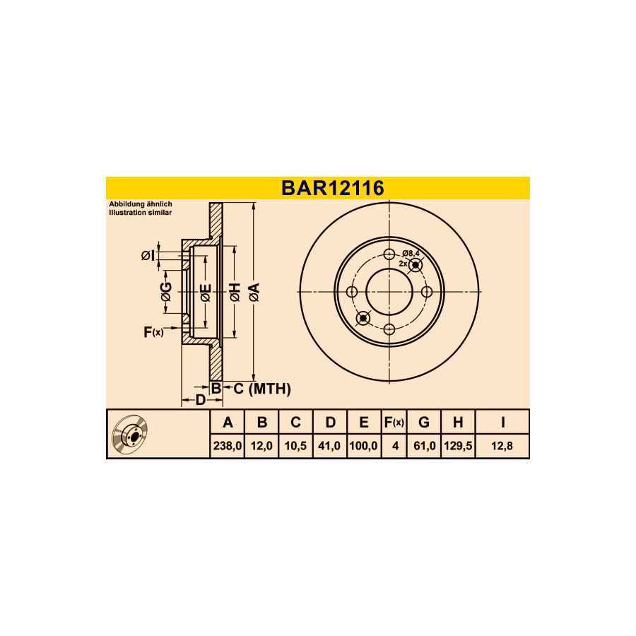 Disques de frein BAR12116 BARUM